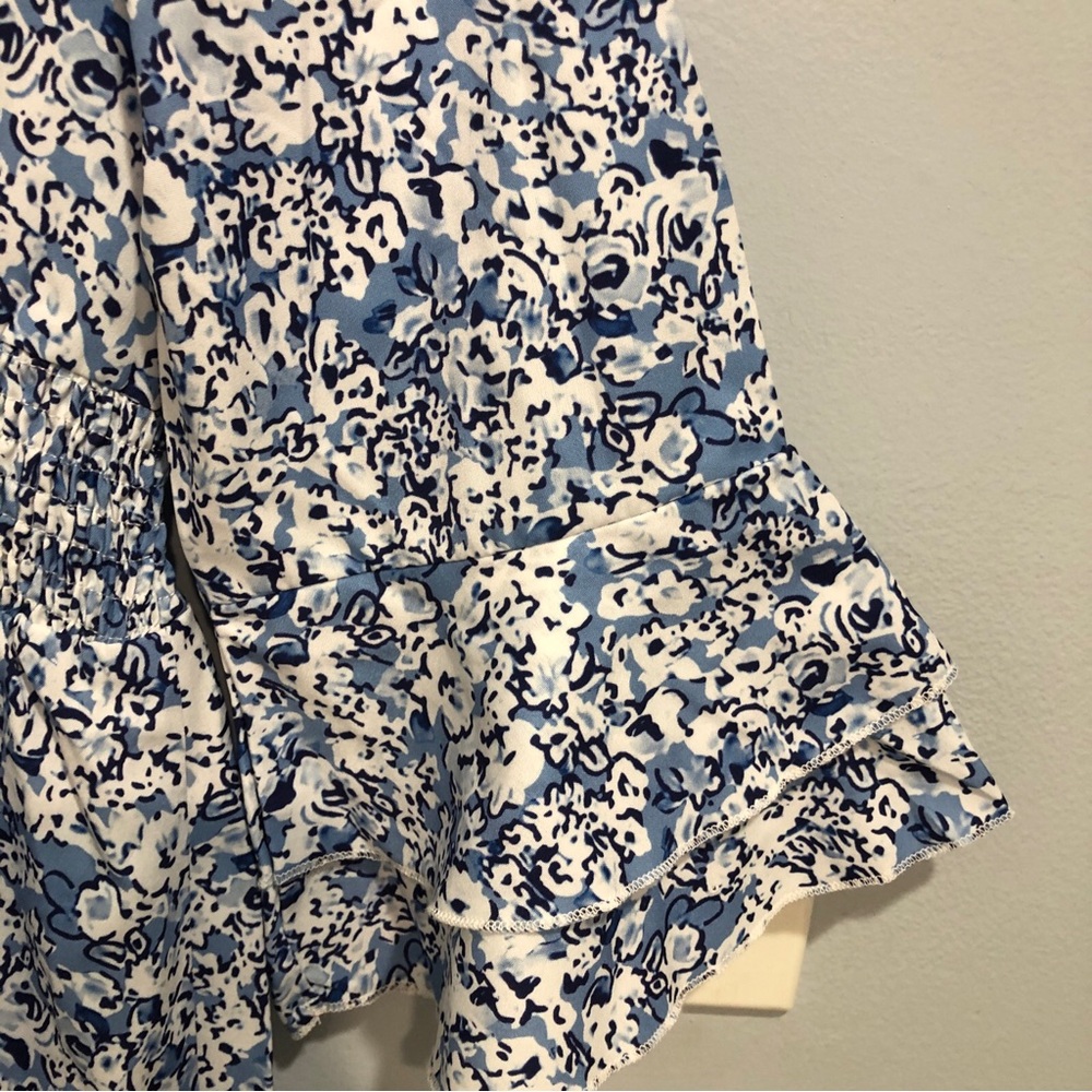Blue Floral Lightweight Dress Women’s Size M Elasticated Waist NWOT - Picture 3 of 7